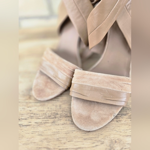 Vince Leather & Suede Wrap Around Heels - Picture 7 of 11